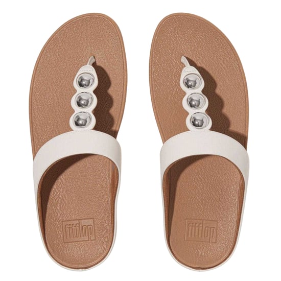 Fit Flop - Spiegelkuppel Sandalen für Damen, Leder, Zehentrenner, Keilabsatz (Weiß) - Image 3