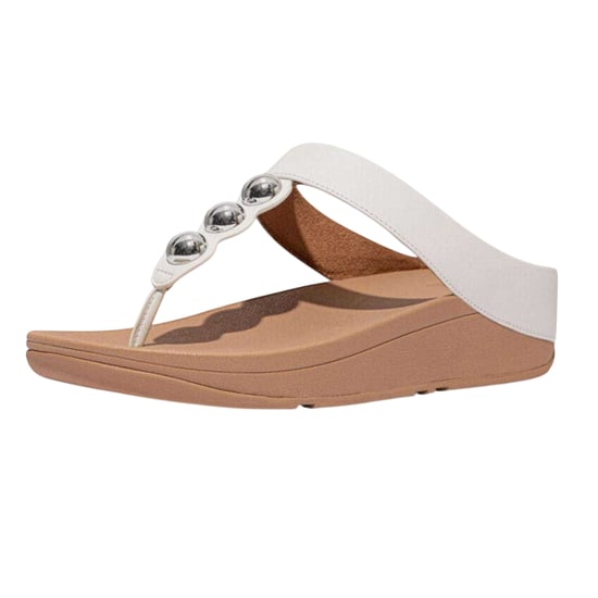 Fit Flop - Spiegelkuppel Sandalen für Damen, Leder, Zehentrenner, Keilabsatz (Weiß) - Image 5