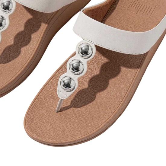Fit Flop - Spiegelkuppel Sandalen für Damen, Leder, Zehentrenner, Keilabsatz (Weiß) - Image 6