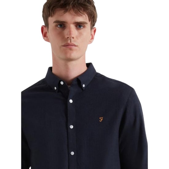 Farah - "Milners" Button-Down-Hemd für Herren, Oxford-Stil, Langärmlig (Marineblau Marl meliert) - Image 4