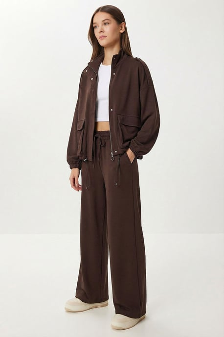 Taschen-Detail-Jacke & Weitbeinige Hose Zweiteiliges Set - Image 1