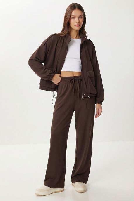 Taschen-Detail-Jacke & Weitbeinige Hose Zweiteiliges Set - Image 2