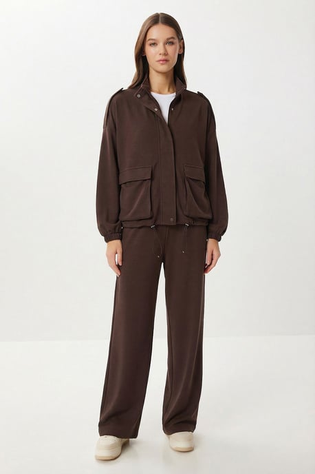 Taschen-Detail-Jacke & Weitbeinige Hose Zweiteiliges Set - Image 3