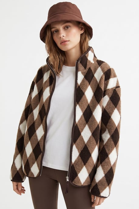 Damen Sweatshirt mit geometrischem Reißverschlusskragen - Image 1