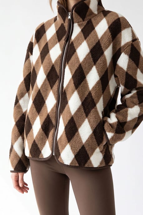 Damen Sweatshirt mit geometrischem Reißverschlusskragen - Image 2