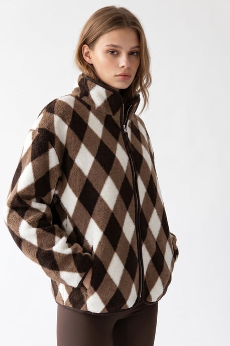 Damen Sweatshirt mit geometrischem Reißverschlusskragen - Image 3