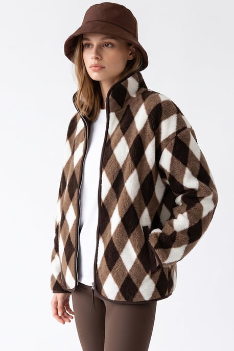 Damen Sweatshirt mit geometrischem Reißverschlusskragen - Image 4