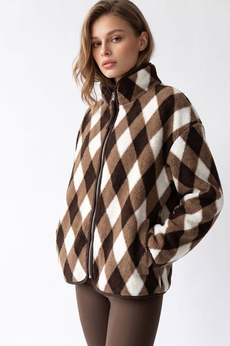 Damen Sweatshirt mit geometrischem Reißverschlusskragen - Image 5