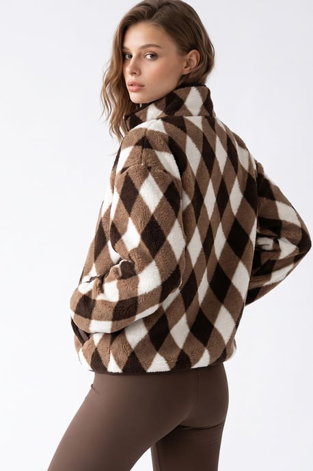 Damen Sweatshirt mit geometrischem Reißverschlusskragen - Image 6