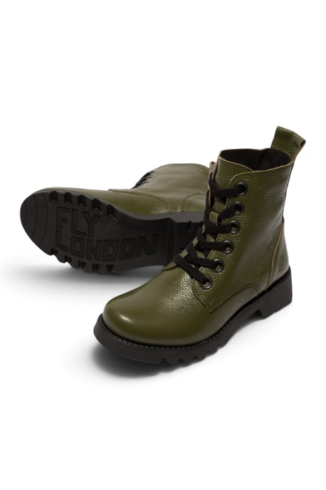 Fly London Damen Schnür-Stiefeletten aus Leder mit Absatz in Militärgrün - RAMY488 - Image 5