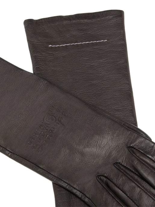 MM6 Lederhandschuhe mit geprägtem Logo - Image 2