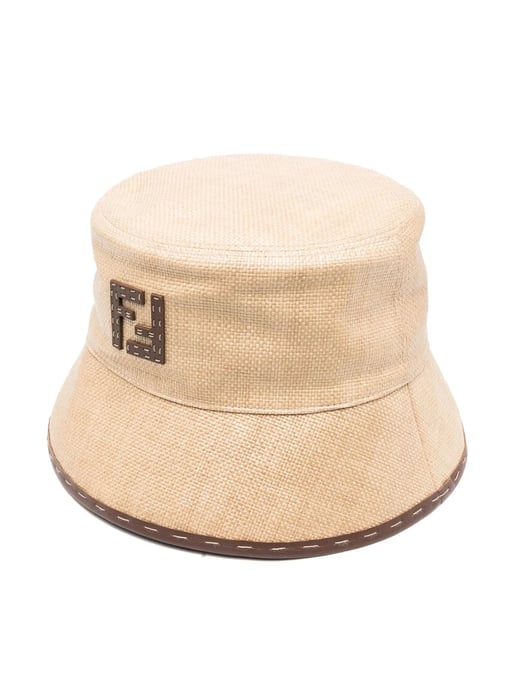 Rafia Effect Logo Bucket Hat - Image 1