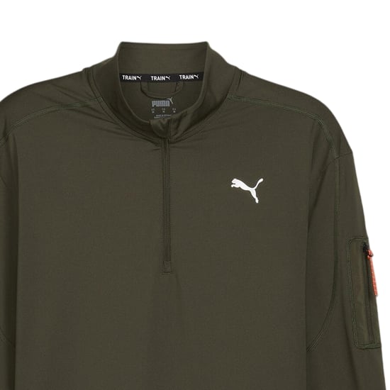 Puma - "Cloudspun" Oberteil für Herren, mit kurzem Reißverschluss, Langärmlig (Dunkel-Olive) - Image 3