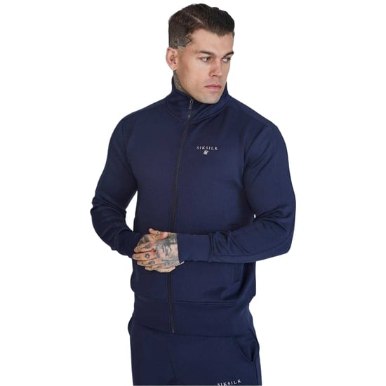 SikSilk - Trainingsjacke für Herren, Weiter Stehkragen, Schmal (Marine) - Image 2