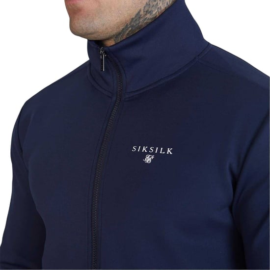 SikSilk - Trainingsjacke für Herren, Weiter Stehkragen, Schmal (Marine) - Image 4