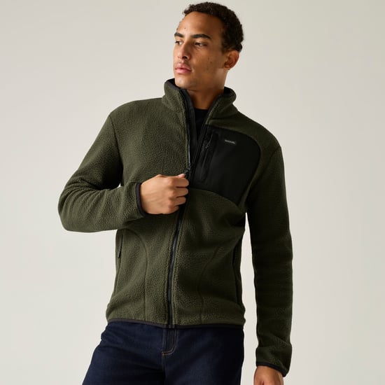 Regatta - "Frankie" Fleecejacke für Herren, Teddyfleece (Dunkel-Khaki/Schwarz) - Image 1