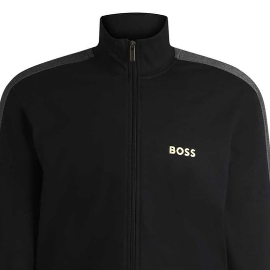 Boss - Trainingsjacke für Herren, Stehkragen (Schwarz/Gold) - Image 3