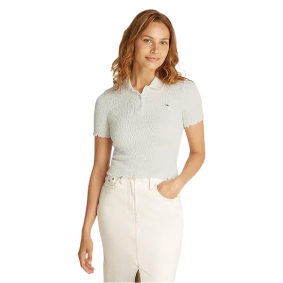 Tommy Jeans - Poloshirt für Damen, Gesmockt, Schmal (Ecru) - Image 2