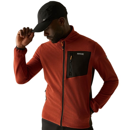 Regatta - "Eadle" Fleece für Herren, Durchgehender Reißverschluss (Gebrannte Henna/Schwarz) - Image 6