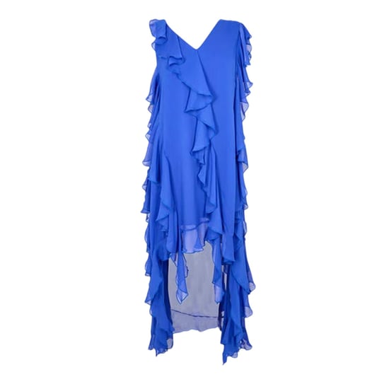 Biba - Maxikleid für Damen, Rüschen, Ärmellos (Blau) - Image 2