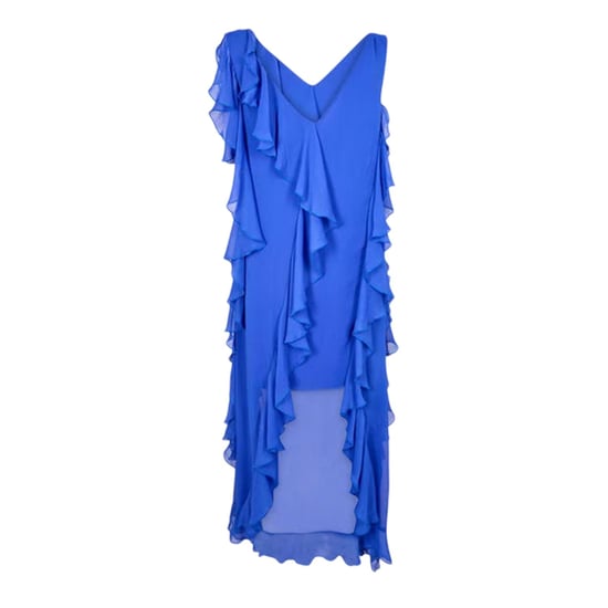 Biba - Maxikleid für Damen, Rüschen, Ärmellos (Blau) - Image 3