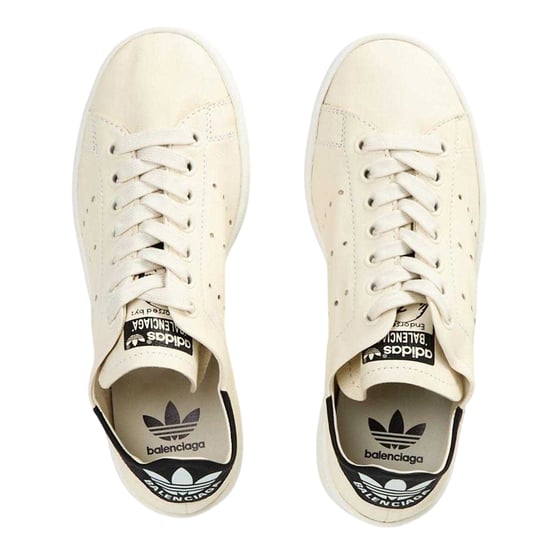 Balenciaga - "Stan Smith" Adidas Sneaker für Kinder, Leder (Naturweiß/Schwarz) - Image 3