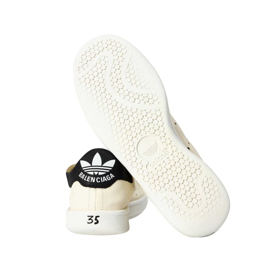 Balenciaga - "Stan Smith" Adidas Sneaker für Kinder, Leder (Naturweiß/Schwarz) - Image 4