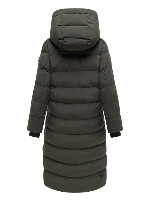 Marikoo Damen Wintermantel Harukaa – lang, gesteppt & mit abnehmbarer Kapuze - Image 3