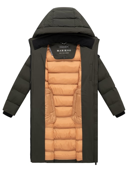 Marikoo Damen Wintermantel Harukaa – lang, gesteppt & mit abnehmbarer Kapuze - Image 4