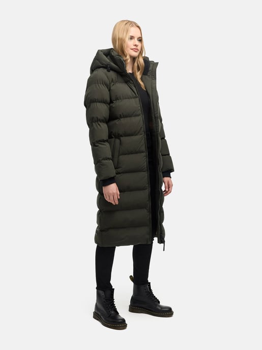 Marikoo Damen Wintermantel Harukaa – lang, gesteppt & mit abnehmbarer Kapuze - Image 6