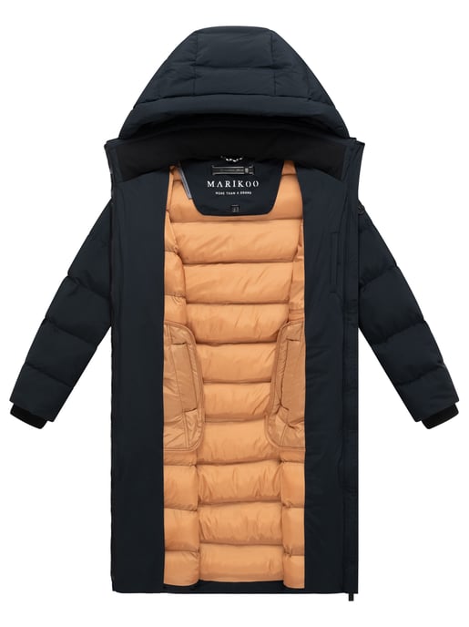 Marikoo Damen Wintermantel Harukaa – lang, gesteppt & mit abnehmbarer Kapuze - Image 4