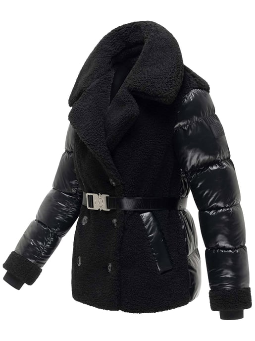 Navahoo Damen Teddy-Steppjacke Kuschelhäschen – mit abnehmbarer Kapuze & Gürtel - Image 2