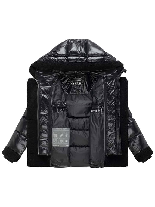 Navahoo Damen Teddy-Steppjacke Kuschelhäschen – mit abnehmbarer Kapuze & Gürtel - Image 4