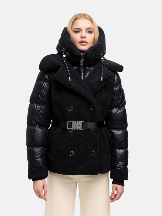 Navahoo Damen Teddy-Steppjacke Kuschelhäschen – mit abnehmbarer Kapuze & Gürtel - Image 5