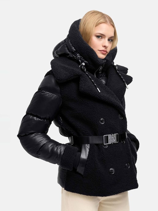 Navahoo Damen Teddy-Steppjacke Kuschelhäschen – mit abnehmbarer Kapuze & Gürtel - Image 6