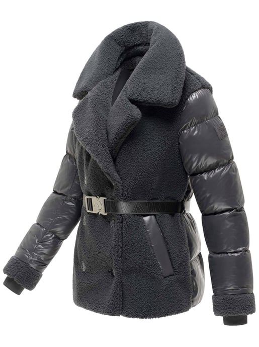 Navahoo Damen Teddy-Steppjacke Kuschelhäschen – mit abnehmbarer Kapuze & Gürtel - Image 2