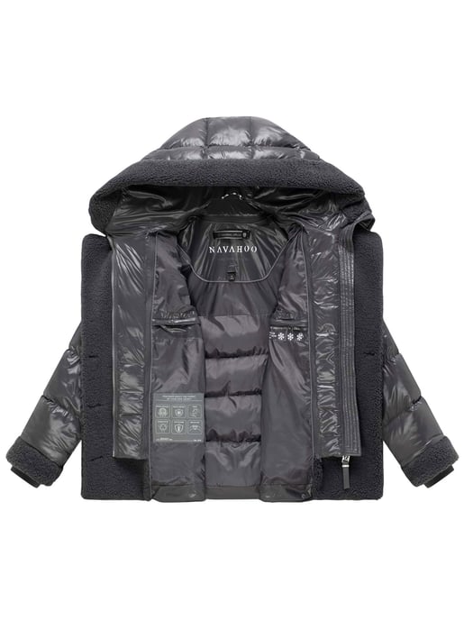 Navahoo Damen Teddy-Steppjacke Kuschelhäschen – mit abnehmbarer Kapuze & Gürtel - Image 4