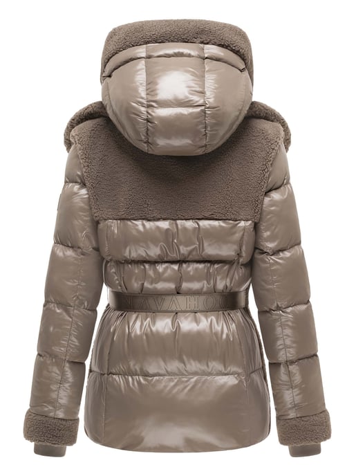 Navahoo Damen Teddy-Steppjacke Kuschelhäschen – mit abnehmbarer Kapuze & Gürtel - Image 3