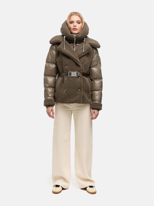 Navahoo Damen Teddy-Steppjacke Kuschelhäschen – mit abnehmbarer Kapuze & Gürtel - Image 5