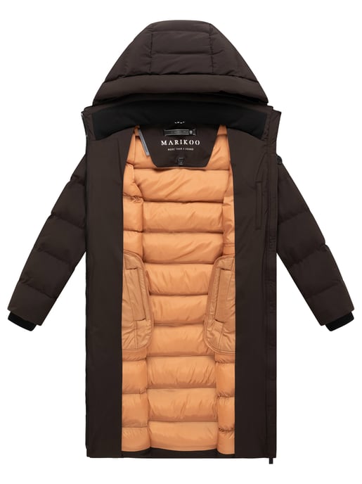 Marikoo Damen Wintermantel Harukaa – lang, gesteppt & mit abnehmbarer Kapuze - Image 4