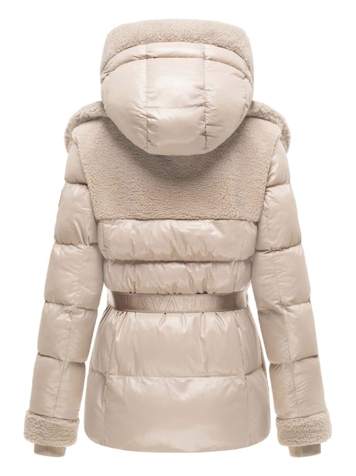 Navahoo Damen Teddy-Steppjacke Kuschelhäschen – mit abnehmbarer Kapuze & Gürtel - Image 3