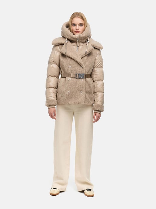 Navahoo Damen Teddy-Steppjacke Kuschelhäschen – mit abnehmbarer Kapuze & Gürtel - Image 6