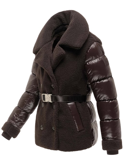 Navahoo Damen Teddy-Steppjacke Kuschelhäschen – mit abnehmbarer Kapuze & Gürtel - Image 2