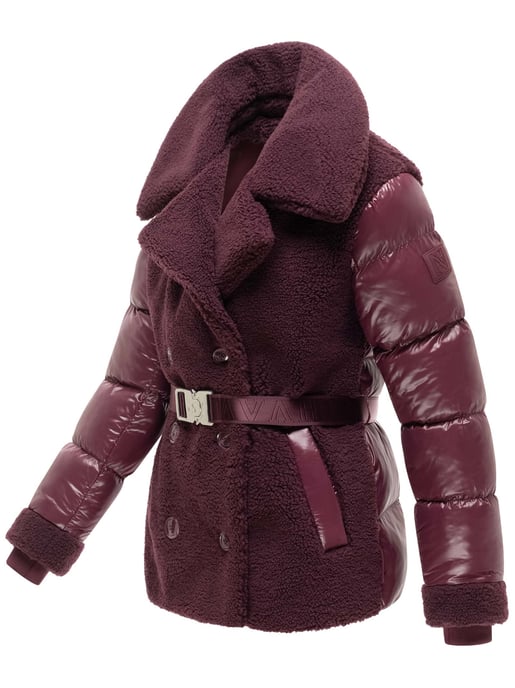 Navahoo Damen Teddy-Steppjacke Kuschelhäschen – mit abnehmbarer Kapuze & Gürtel - Image 2