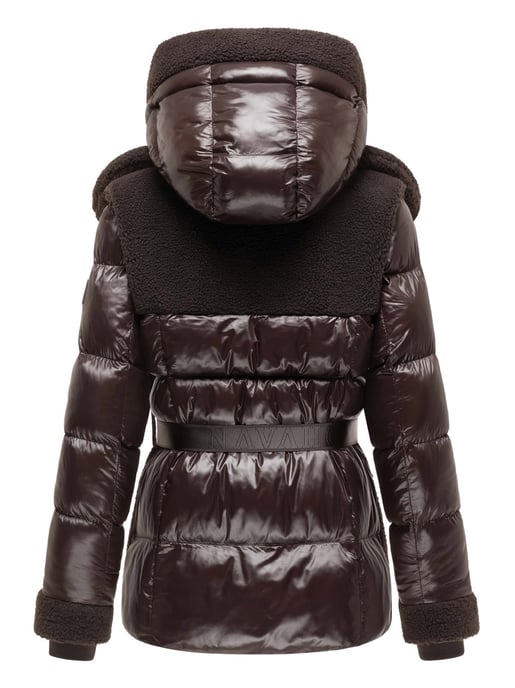 Navahoo Damen Teddy-Steppjacke Kuschelhäschen – mit abnehmbarer Kapuze & Gürtel - Image 3