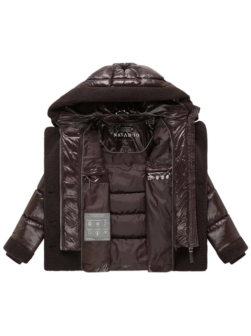Navahoo Damen Teddy-Steppjacke Kuschelhäschen – mit abnehmbarer Kapuze & Gürtel - Image 4