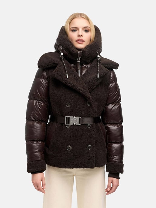 Navahoo Damen Teddy-Steppjacke Kuschelhäschen – mit abnehmbarer Kapuze & Gürtel - Image 5