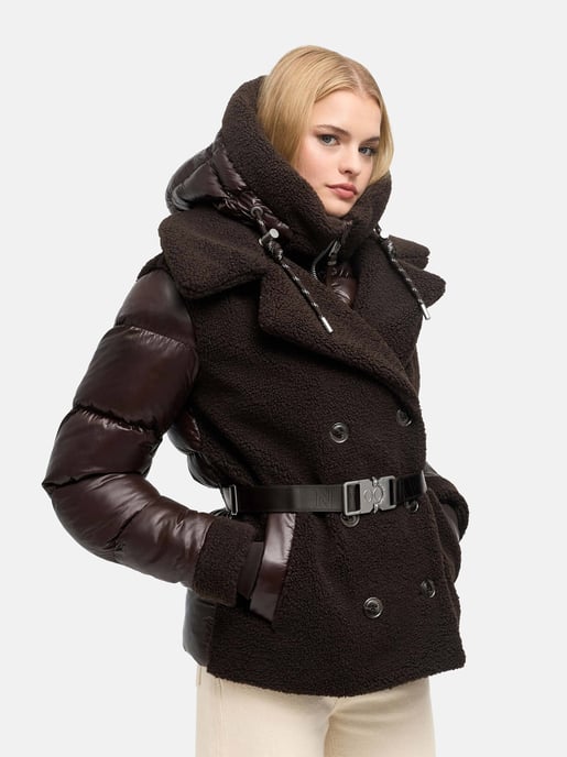 Navahoo Damen Teddy-Steppjacke Kuschelhäschen – mit abnehmbarer Kapuze & Gürtel - Image 6