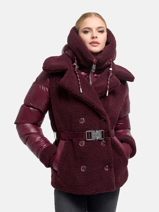 Navahoo Damen Teddy-Steppjacke Kuschelhäschen – mit abnehmbarer Kapuze & Gürtel - Image 5