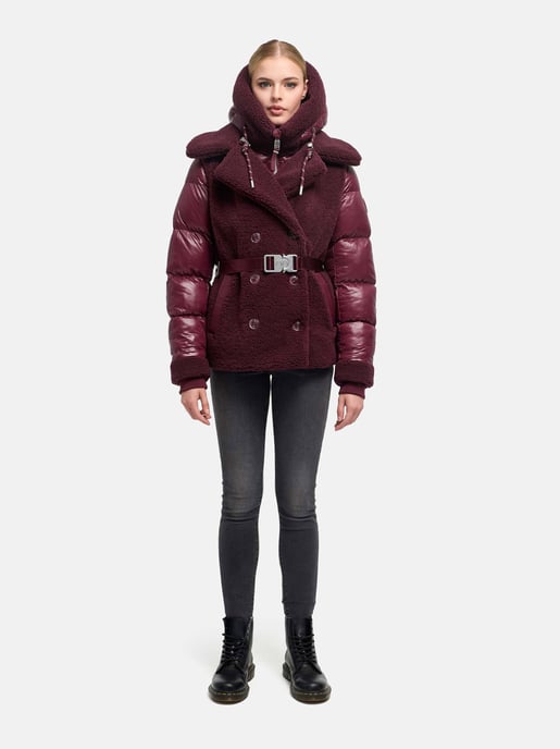 Navahoo Damen Teddy-Steppjacke Kuschelhäschen – mit abnehmbarer Kapuze & Gürtel - Image 6